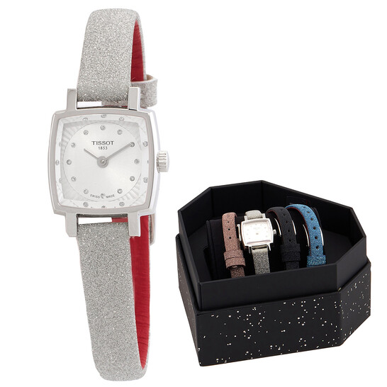 Tissot Lovely Square Festive Kit Quartz Diamond Silver Dial Ladies Watch T0581091703602 - 546x546