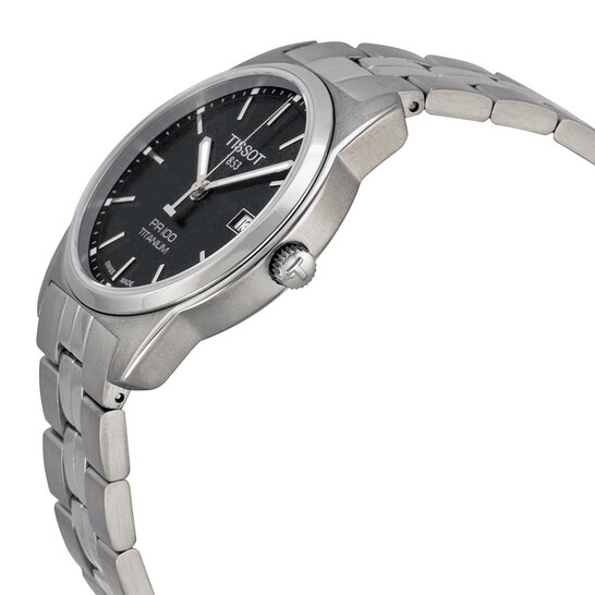 TISSOT PR100 電池なしT0494104405100 ブラック Tissot PR100 Black Dial Titanium Men's Watch T0494104405100