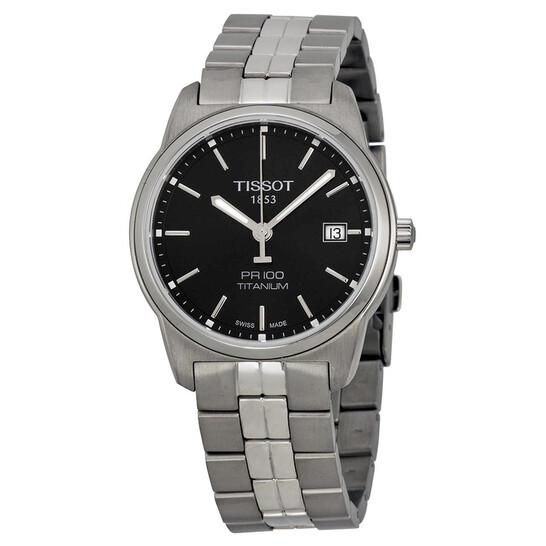 TISSOT PR100 電池なしT0494104405100 ブラック Tissot PR100 Black Dial Titanium Men's Watch T0494104405100
