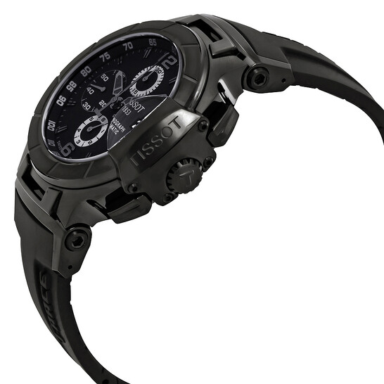 Tissot T-Race Black Dial Chronograph Automatic Black Rubber Men's