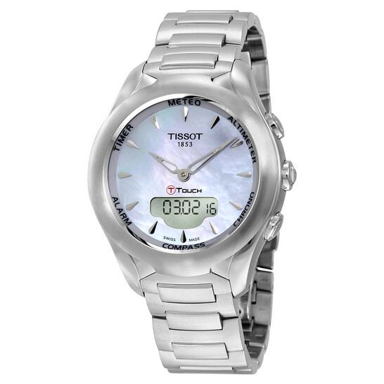 【美品】TISSOT T-TOUCH T075220A PEARLDIAMOND Tissot T-Touch Solar Lady Mother of Pearl Dial Ladies Watch