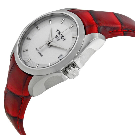 Tissot Couturier White Dial Red Leather Ladies Watch T035.207.16