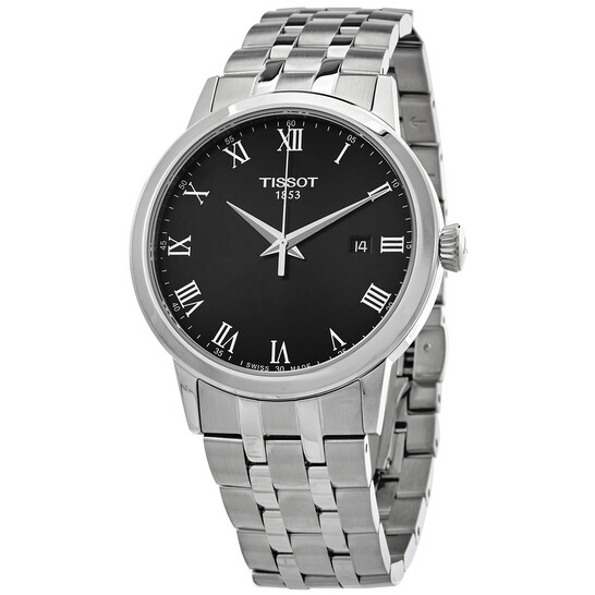 TISSOT classic dreamメンズ 時計 黒 Tissot Classic Dream Black Dial Leather Strap Men's Watch