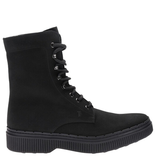 Tod's Men's Black Suede Lace-Up Stivaletto Gomma Ankle Boots