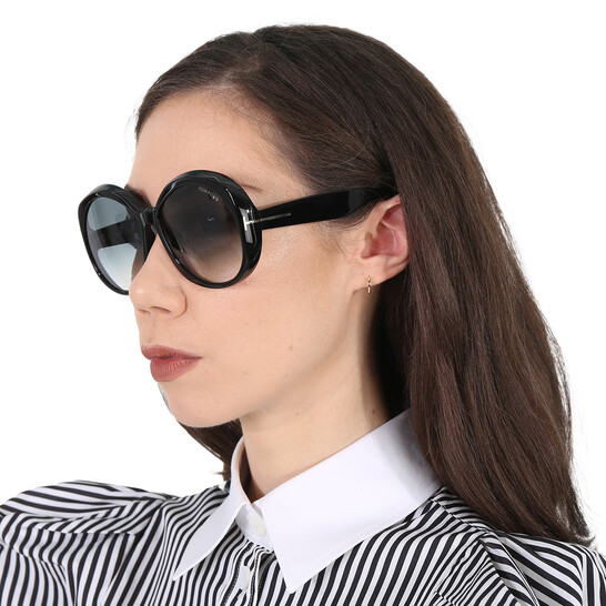 Tom Ford 62mm Round Sunglass Tom Ford Georgia Smoke Gradient Geometric Ladies Sunglasses  main image 3