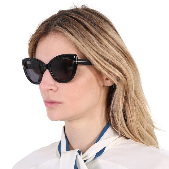 Tom Ford Anya Smoke Cat Eye Ladies Sunglasses FT0762 01A 55  display picture 1