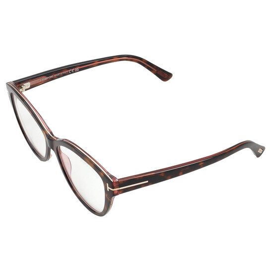 NEW TOM FORD FT5954-B/S 056 EYEGLASSES TF5954-B 056 HAVANA WOMEN SQUARE EYEWEAR Tom Ford Blue Light Block Cat Eye Ladies Eyeglasses FT5954-B  main image 2