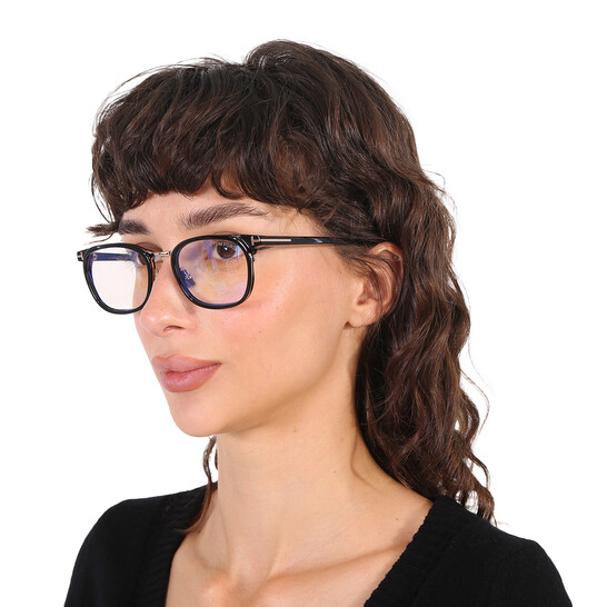Tom Ford Blue Light Block Oval Ladies Eyeglasses FT5785-D-B 001 52