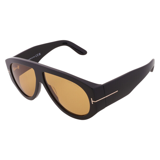 【関税込み】TOM FORD ブラウン Bronson サングラス Tom Ford BRONSON FT 1044 Shiny Black/Brown (01E) Sunglasses