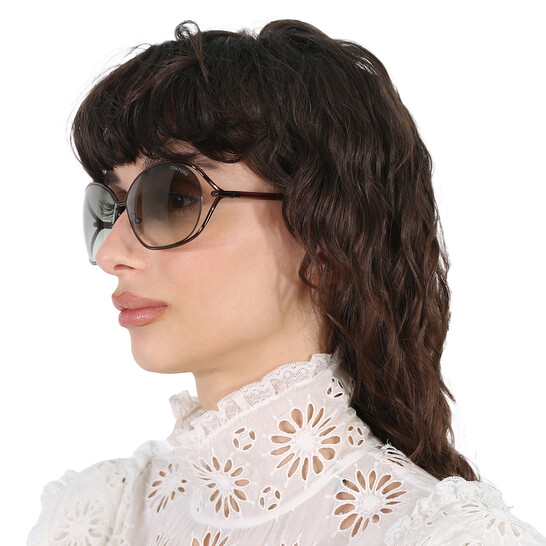 Tom Ford Carla Brown Gradient Round Ladies Sunglasses FT1057