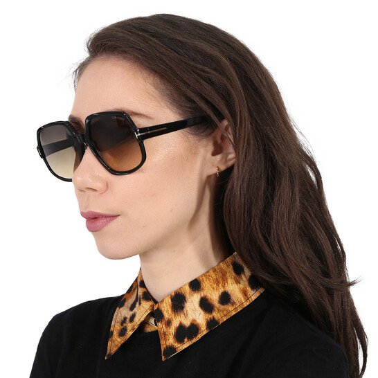 Tom Ford Delphine Sunglasses Tom Ford Delphine-02 TF992 ECO 01B Black Square Plastic  main image 3