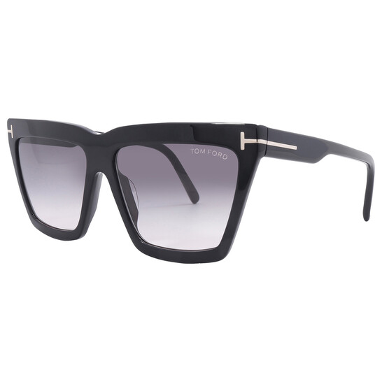 TOMFORD エテン シオメトリック フレム サンクラス FT111056 01B Tom Ford Eden Smoke Gradient Geometric Ladies Sunglasses