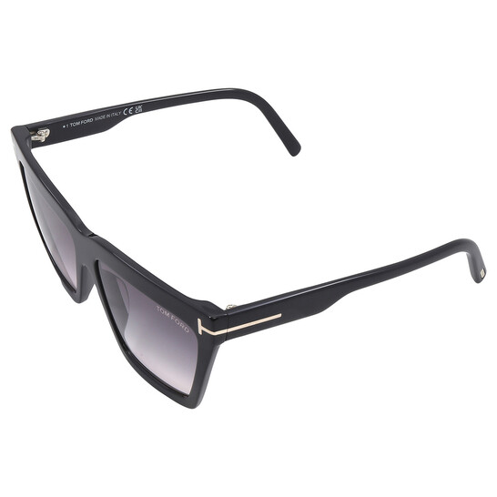 TOMFORD エテン シオメトリック フレム サンクラス FT111056 01B Tom Ford Eden Smoke Gradient Geometric Ladies Sunglasses