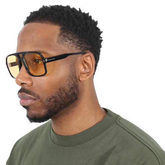 Tom Ford Falconer Amber Navigator Men's Sunglasses FT0884 01E 60