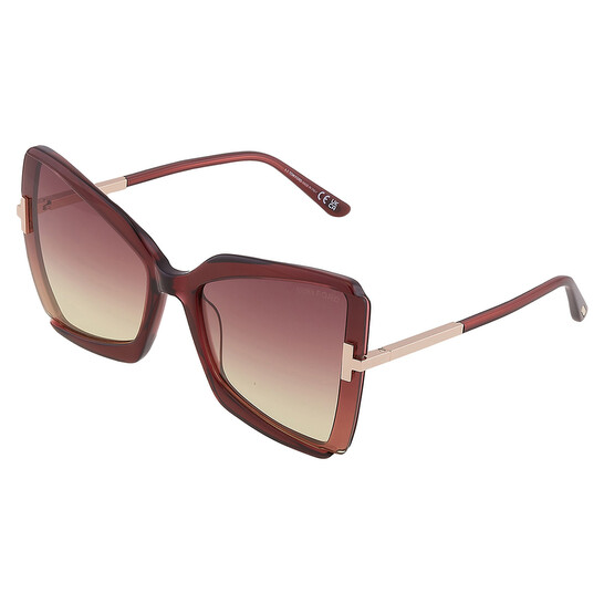 Tom Ford Gia Bordeaux Gradient Butterfly Ladies Sunglasses