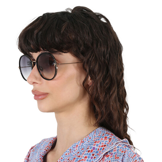 Tom Ford Gradient Smoke Round Ladies Sunglasses FT0946 01B  display picture 3