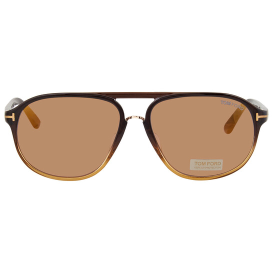 Tom Ford Jacob Brown Pilot Men's Sunglasses FT0447F 05C 60 FT0447F
