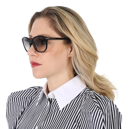 Tom Ford Karmen Smoke Gradient Oval Ladies Sunglasses FT0329 01B 57