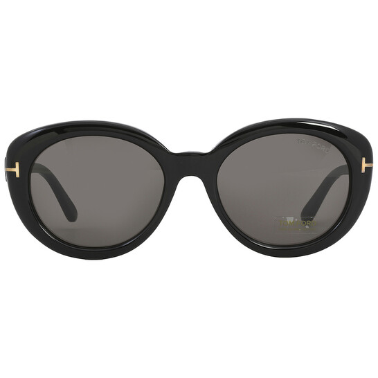 Tom Ford Lily Smoke Oval Ladies Sunglasses FT1009 01A 55 
