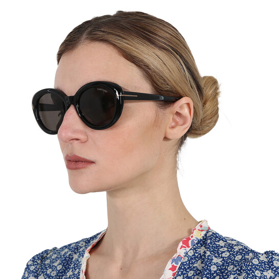 Tom Ford Lily Smoke Oval Ladies Sunglasses FT1009 01A 55