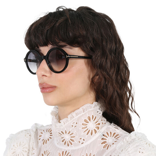 Tom Ford Nicolette Smoke Round Ladies Sunglasses FT0602 001  display picture 1