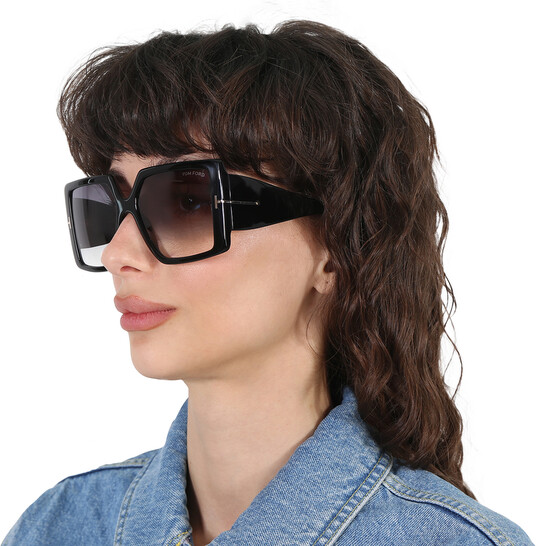 Tom Ford Quinn Smoke Gradient Square Ladies Sunglasses