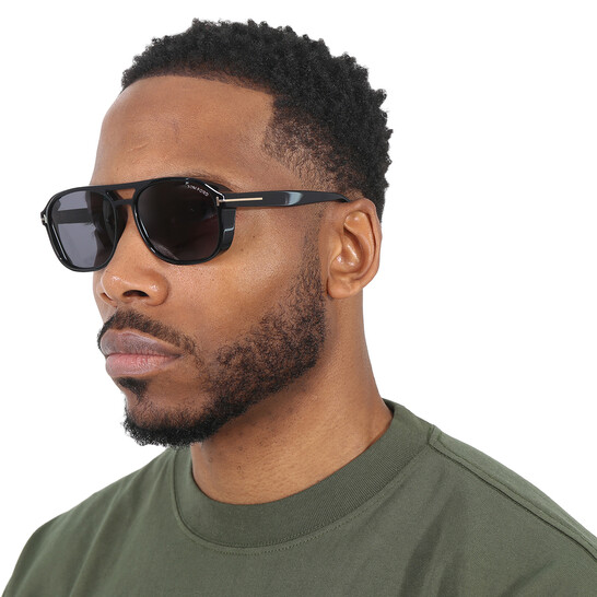 Tom Ford Rosco Smoke Pilot Men's Sunglasses FT1022 01A 58 - Main Image