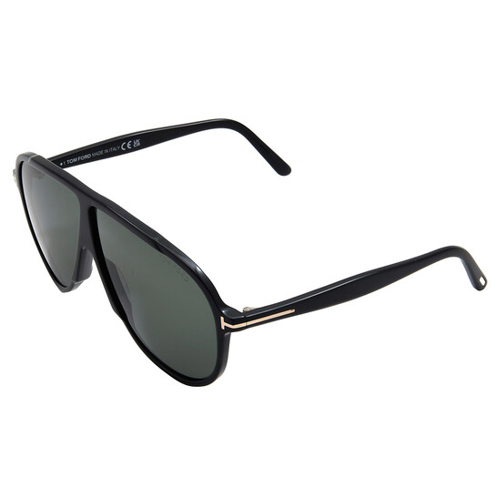 Tom Ford FT1211 01N Vladimir Sunglasses Shiny Black Aviator Frame, Green Lenses Tom Ford VLADIMIR FT1211 Shiny Black/Green (01N) Sunglasses  main image 3