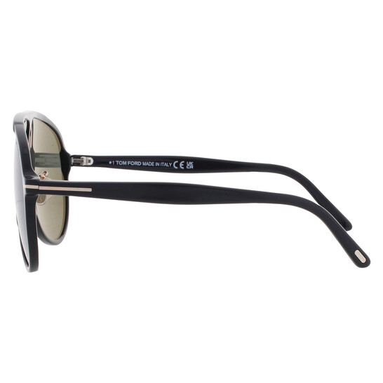 Tom Ford FT1211 01N Vladimir Sunglasses Shiny Black Aviator Frame, Green Lenses Tom Ford VLADIMIR FT1211 Shiny Black/Green (01N) Sunglasses  main image 4