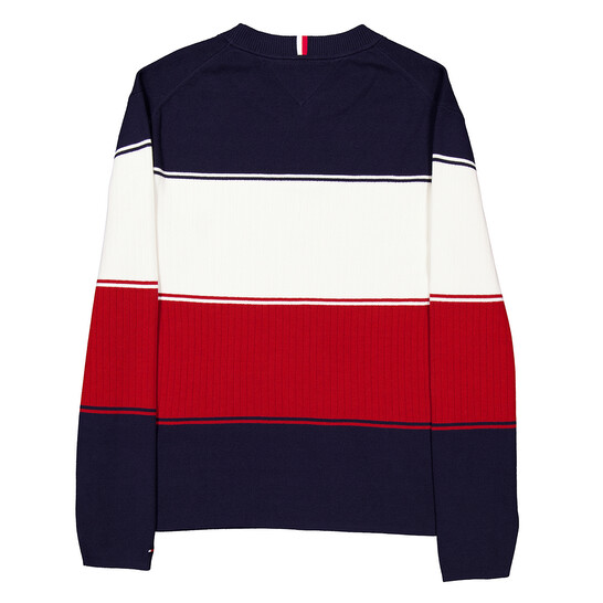 Tommy Hilfiger Colour-Blocked Mixed Knit Relaxed Jumper, Size