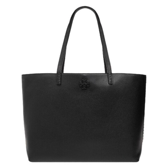 ★セール★ TORY BURCH McGraw ぺブル加工 レザー トートバッグ Tory Burch Black McGraw Pebbled Leather Tote Bag 152221-001