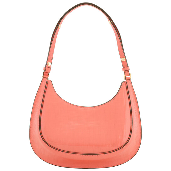 Tory Burch Coral Crush Robinson Embossed Leather Crescent Bag