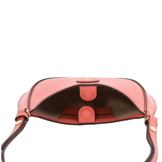 Tory Burch Coral Crush Robinson Embossed Leather Crescent Bag