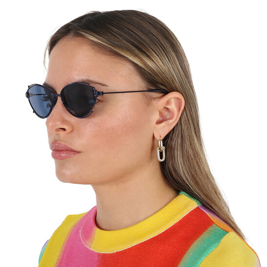 Tory Burch Navy Blur Oval Sunglasses Miller Oval Sunglasses: Women main image 2