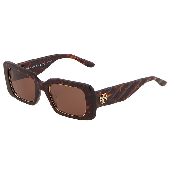 Tory Burch Dark Brown Rectangular Ladies Sunglasses TY7188U 172873