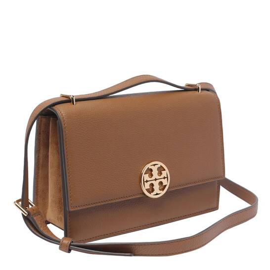 Tory Burch Forest Brown Pebbled Leather Miller Shoulder Bag 154675