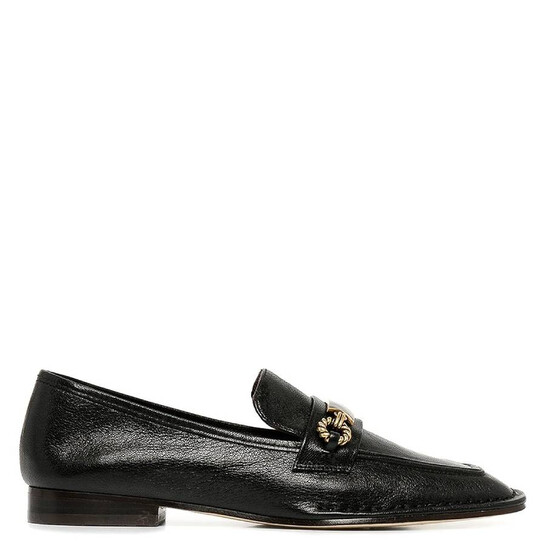 Tory Burch 黒 レザー フラットシューズ ロゴ金具付き サイズ7.5 Tory Burch 黒 レザー フラットシューズ ロゴ金具付き サイズ7.5