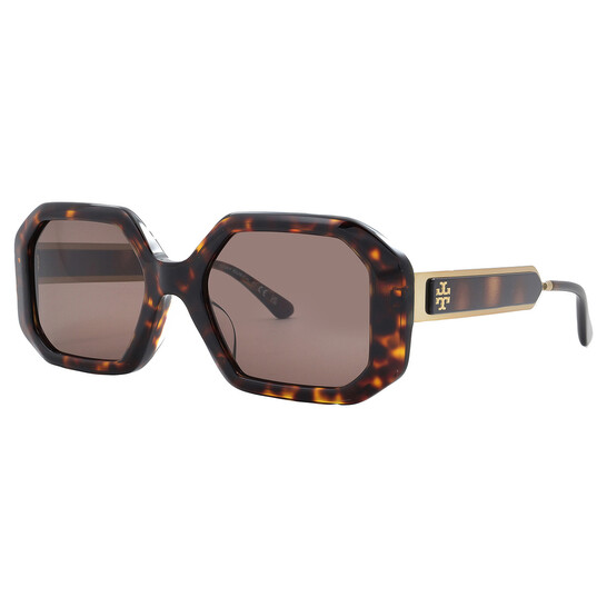 TORY BURCH スクエアフレムサンクラス TY7160U 183613 Tory Burch Solid Dark Brown Irregular Ladies Sunglasses