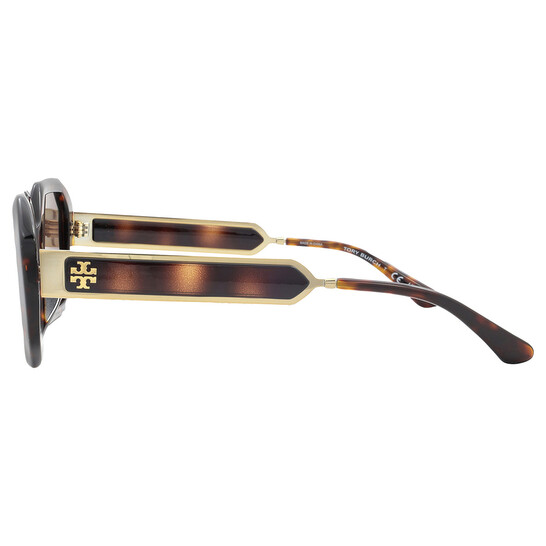 TORY BURCH スクエアフレムサンクラス TY7160U 183613 Tory Burch Solid Dark Brown Irregular Ladies Sunglasses