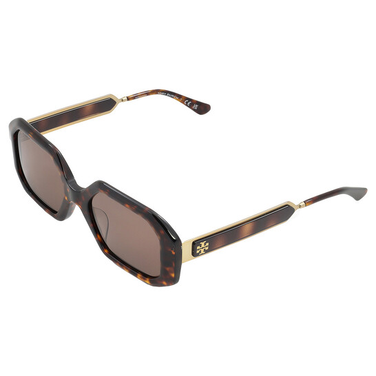 TORY BURCH スクエアフレムサンクラス TY7160U 183613 Tory Burch Solid Dark Brown Irregular Ladies Sunglasses