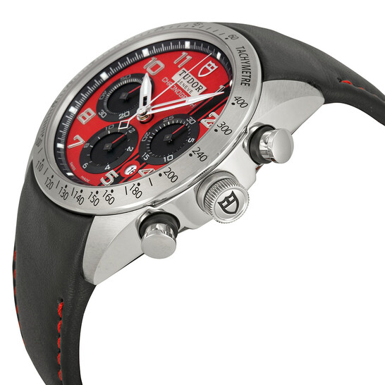 Tudor Fastrider Ducati Chronograph Red Dial Black Leather Men's Watch  42000D-DUC
