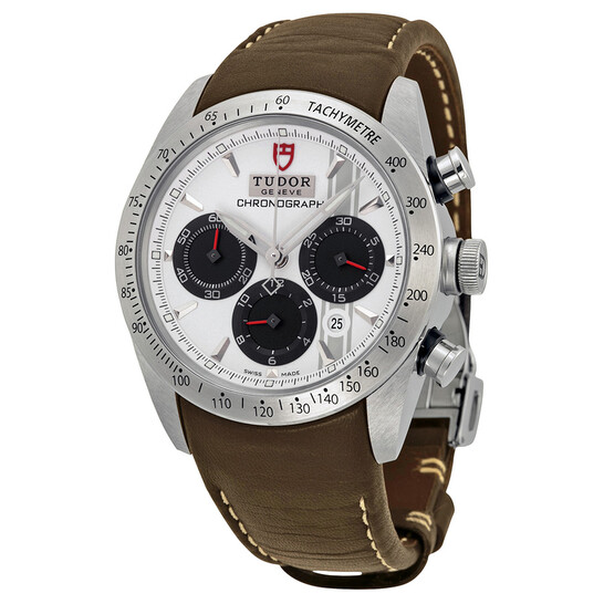 Tudor Fastrider White Dial Chronograph Brown Leather Men's Watch 42000-WSBRLS - 546x546