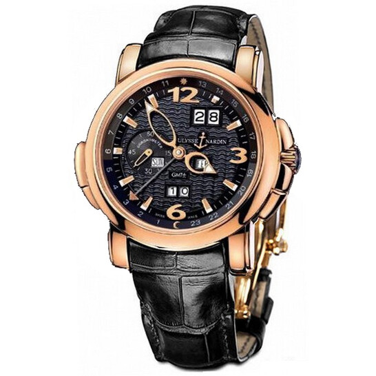 Ulysse Nardin GMT Perpetual Black Dial 18kt Rose Gold Black