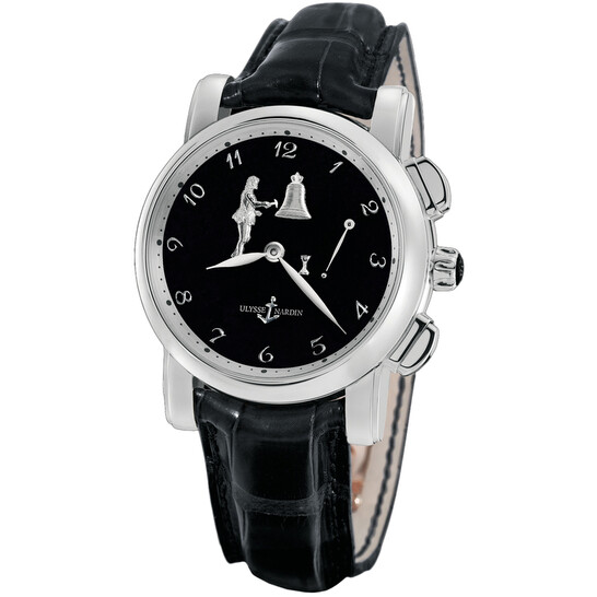 Ulysse Nardin Hourstriker Black Dial Platinum Black Leather Men's Watch 6109-103-E2 - 546x546