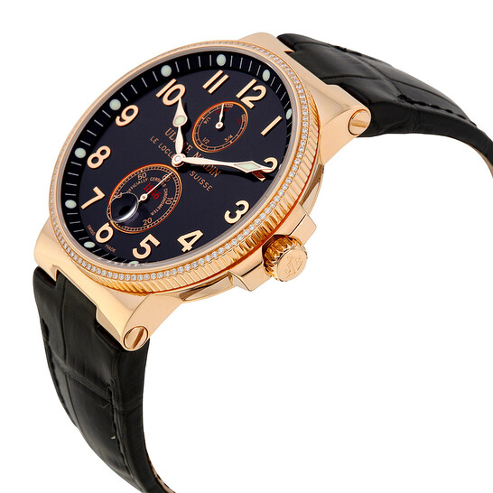 Ulysse Nardin Maxi Marine Chronometer Automatic Black Dial Diamond 18kt Rose Gold Men's Watch 266-66-BLACK - 546x546 Image #2