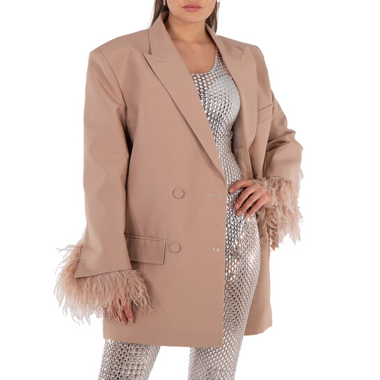 Valentino Garavani Ladies Sand Feather Embroidered Jacket, Brand