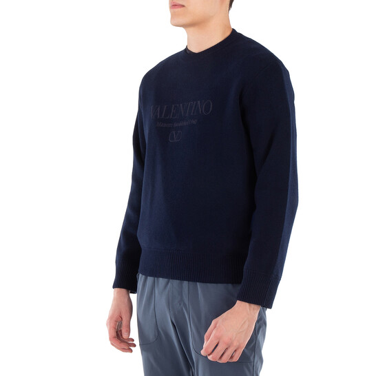 Valentino Garavani Logo Embroidered Crewneck Virgin Wool Jumper
