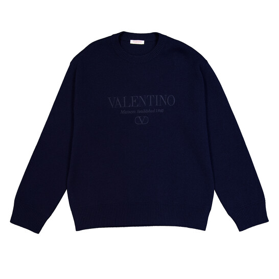 Valentino Garavani Logo Embroidered Crewneck Virgin Wool Jumper
