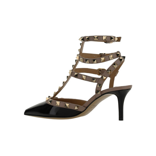 Valentino Rockstud Caged Pumps 65mm Nude Patent Leather 239635