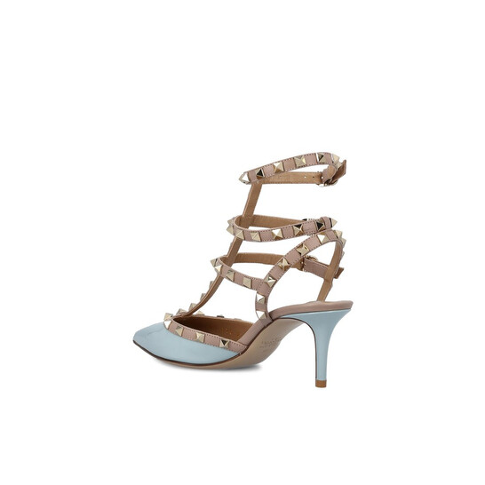 Valentino Rockstud Caged Pumps 65mm White Patent Leather 239633